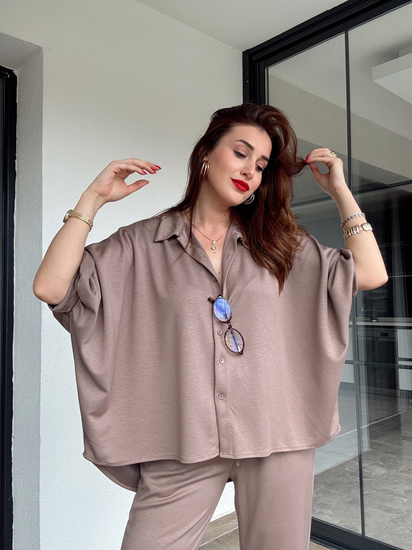 Premium Kumaş İkili Takım Vizon