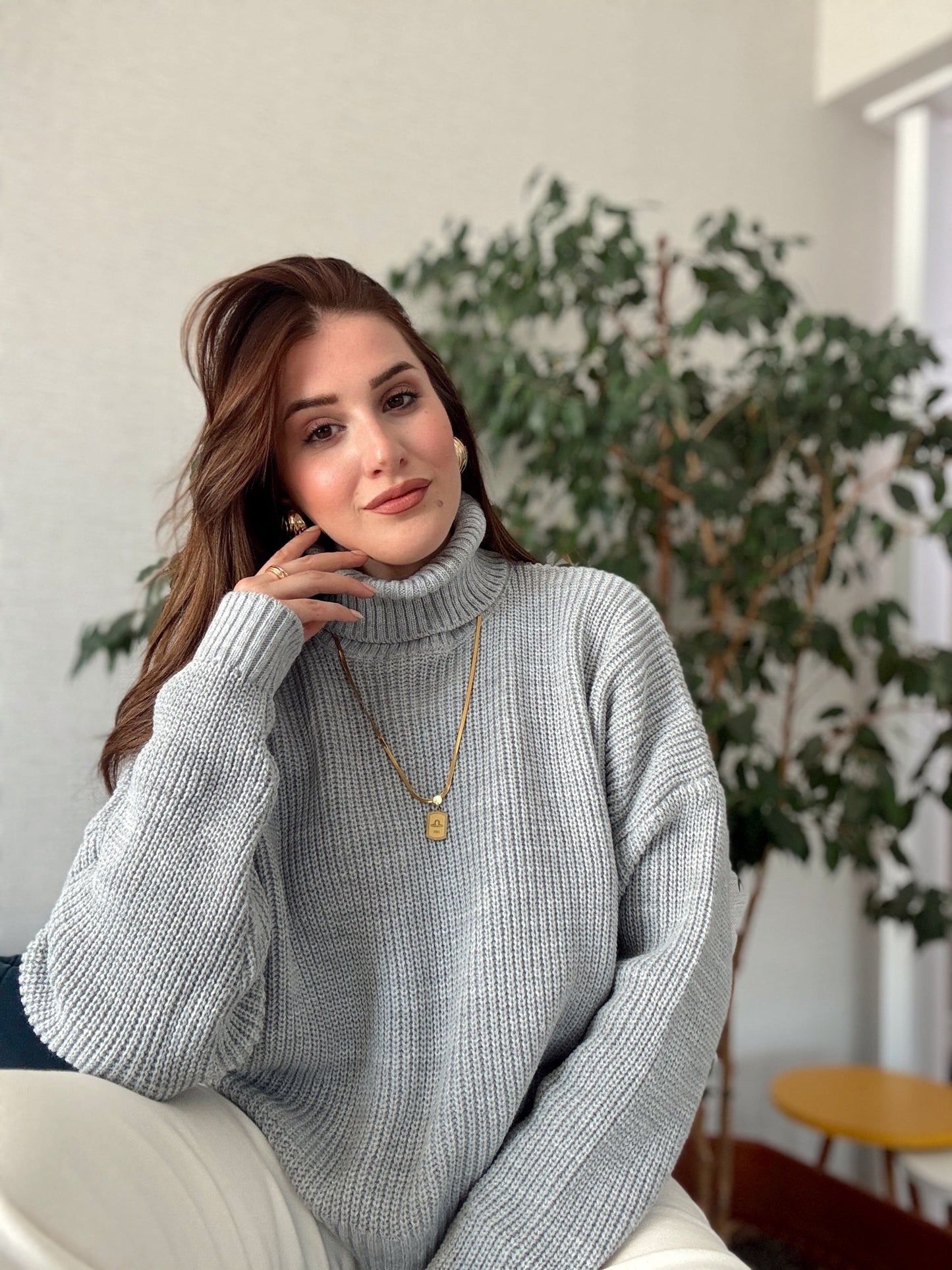 Balıkçı Yaka Selanik Örgü Kazak GRİ