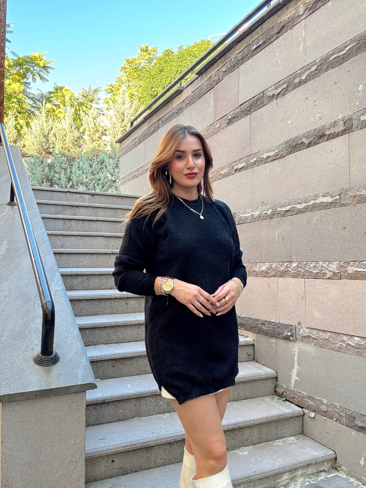 Sakal kumaş BASİC triko kazak Siyah