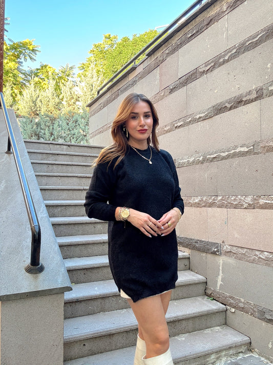 Sakal kumaş BASİC triko kazak Siyah