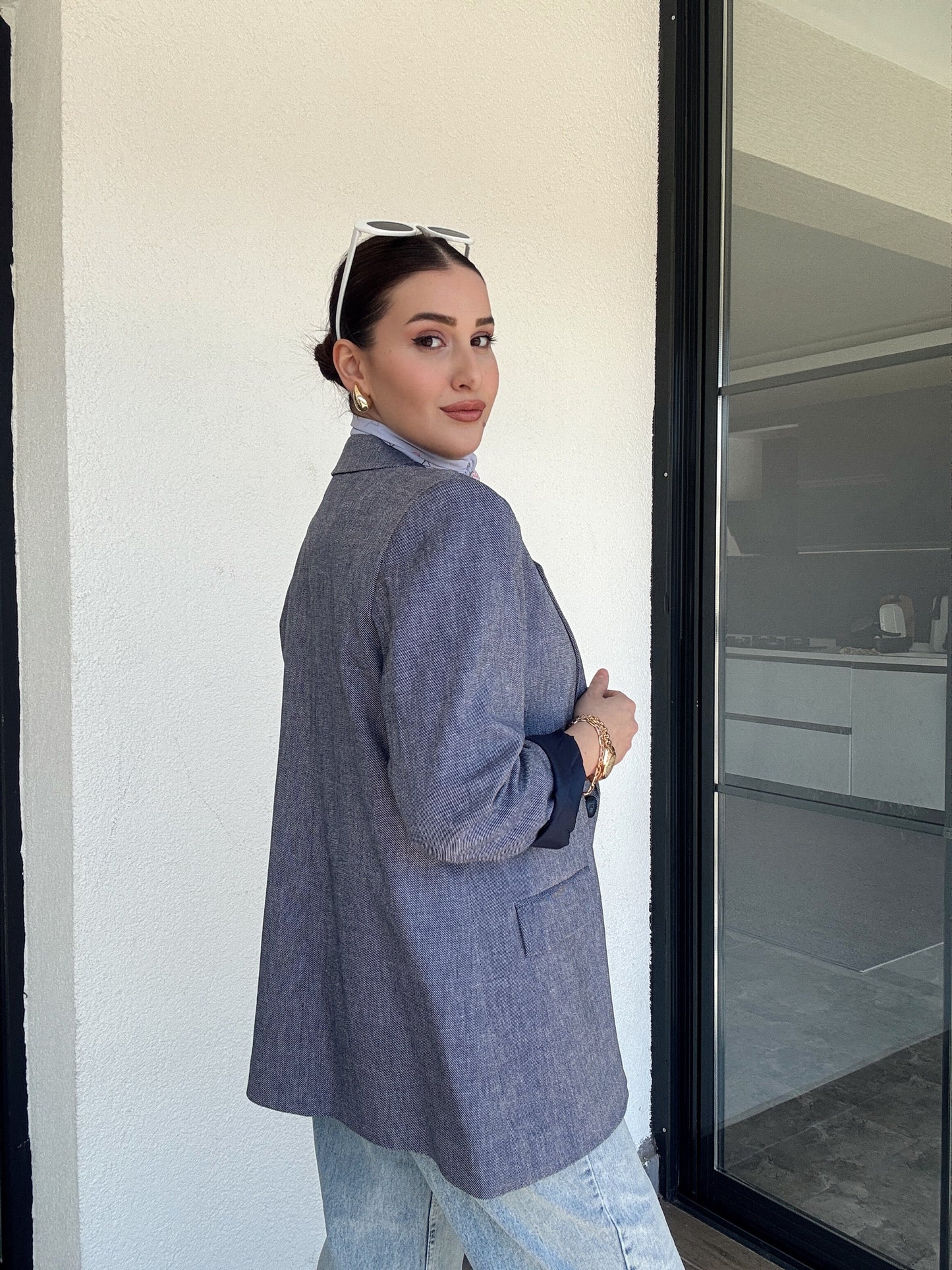 Tencel Ceket - MAVİ