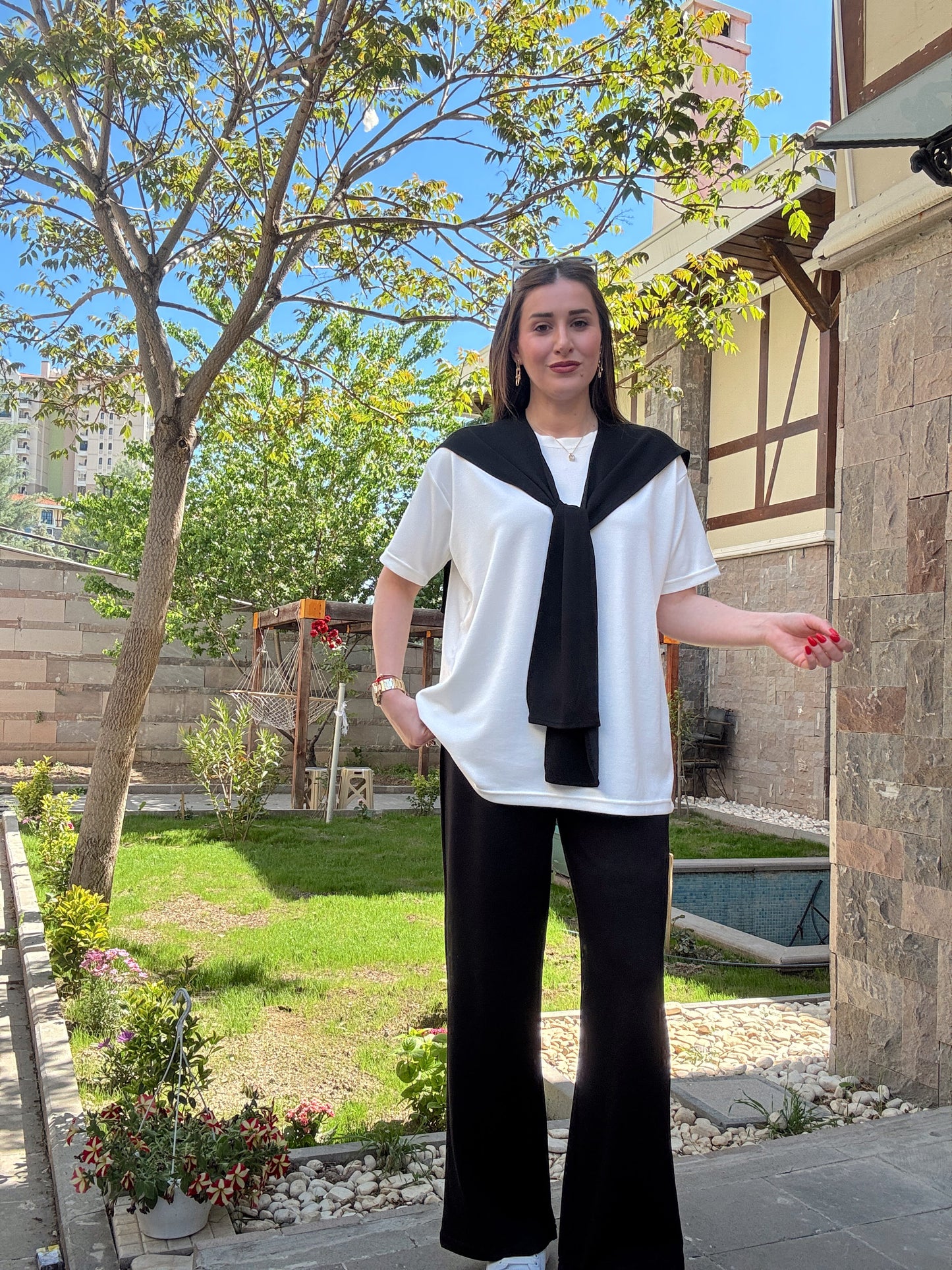 3 Parça Bağlama detaylı Takım Siyah