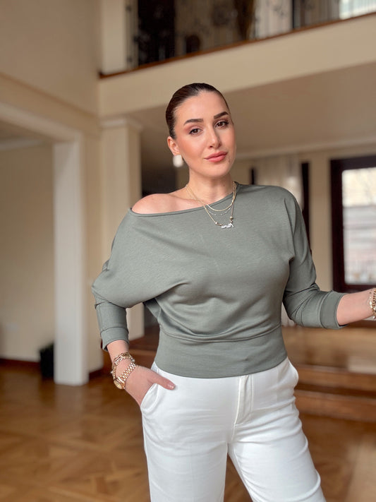 KAYIK YAKA BLUZ-HAKİ