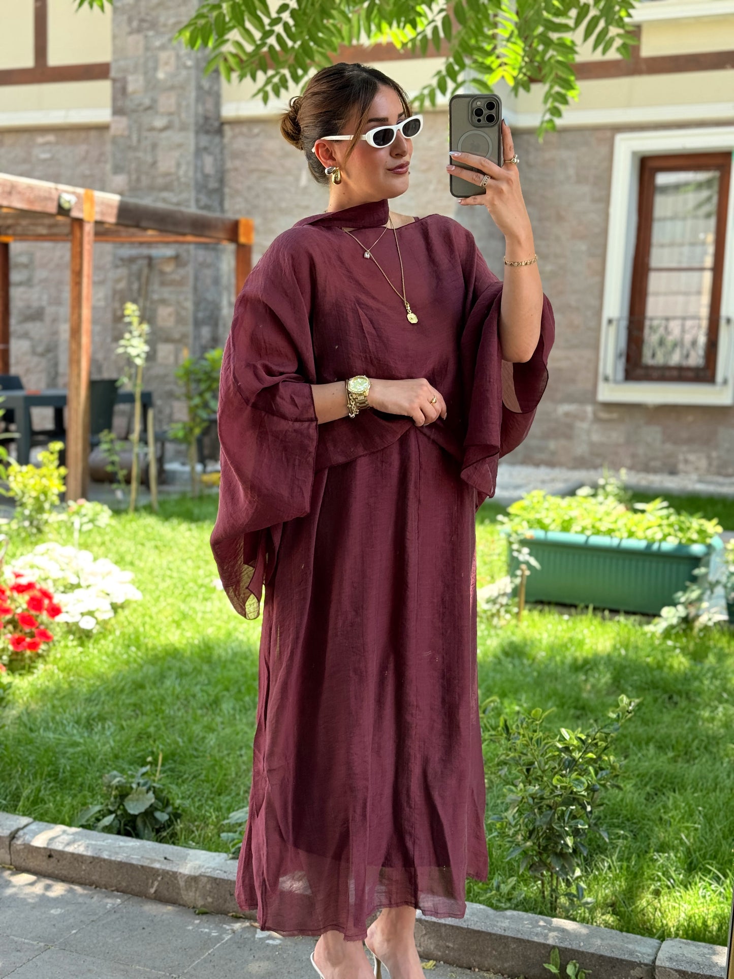 Bluzlu Premium Elbise Bordo