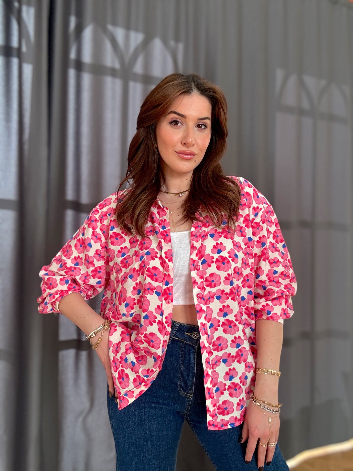 Daisy aerobin oversize gömlek Pembe