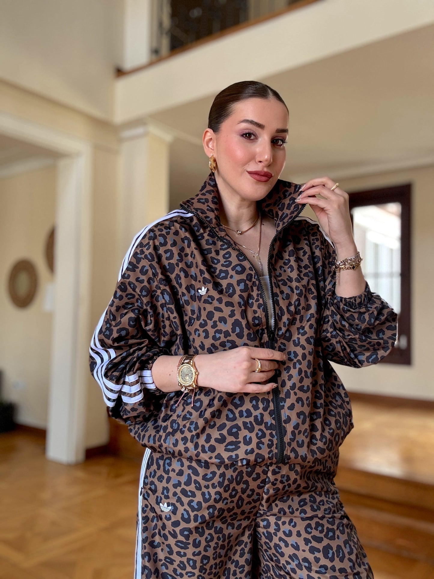 Şeritli Leopar Takım Kahve