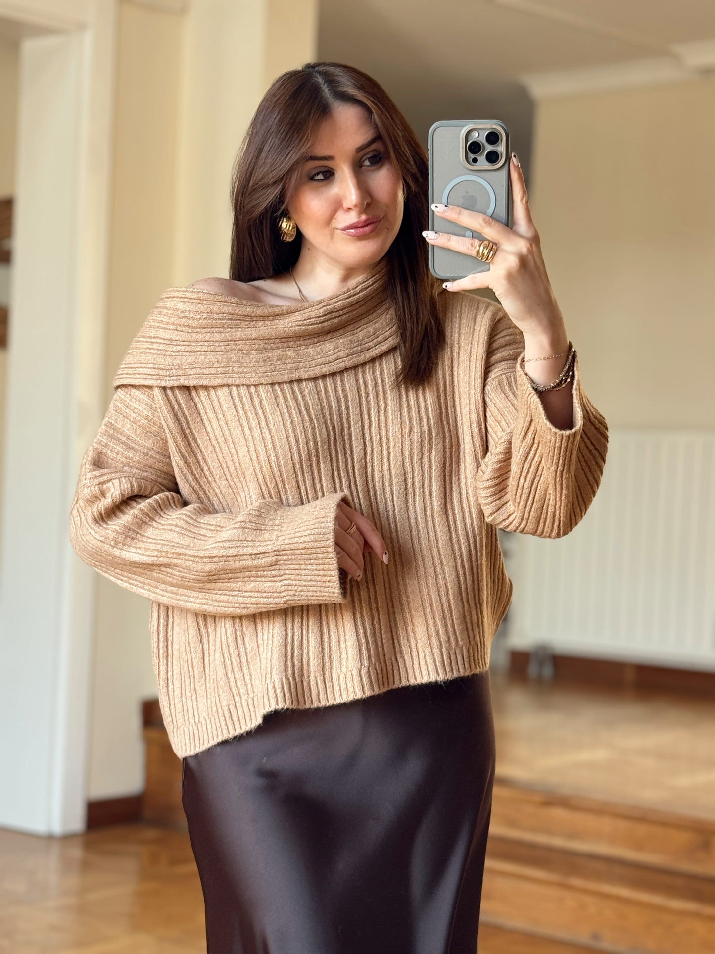 Degaje Yaka Bluz -CAMEL