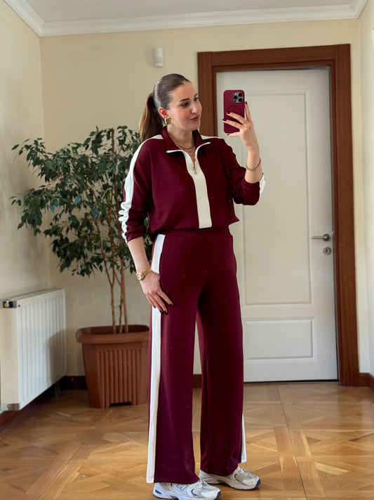Yarım Fermuarlı Modal Takım Bordo