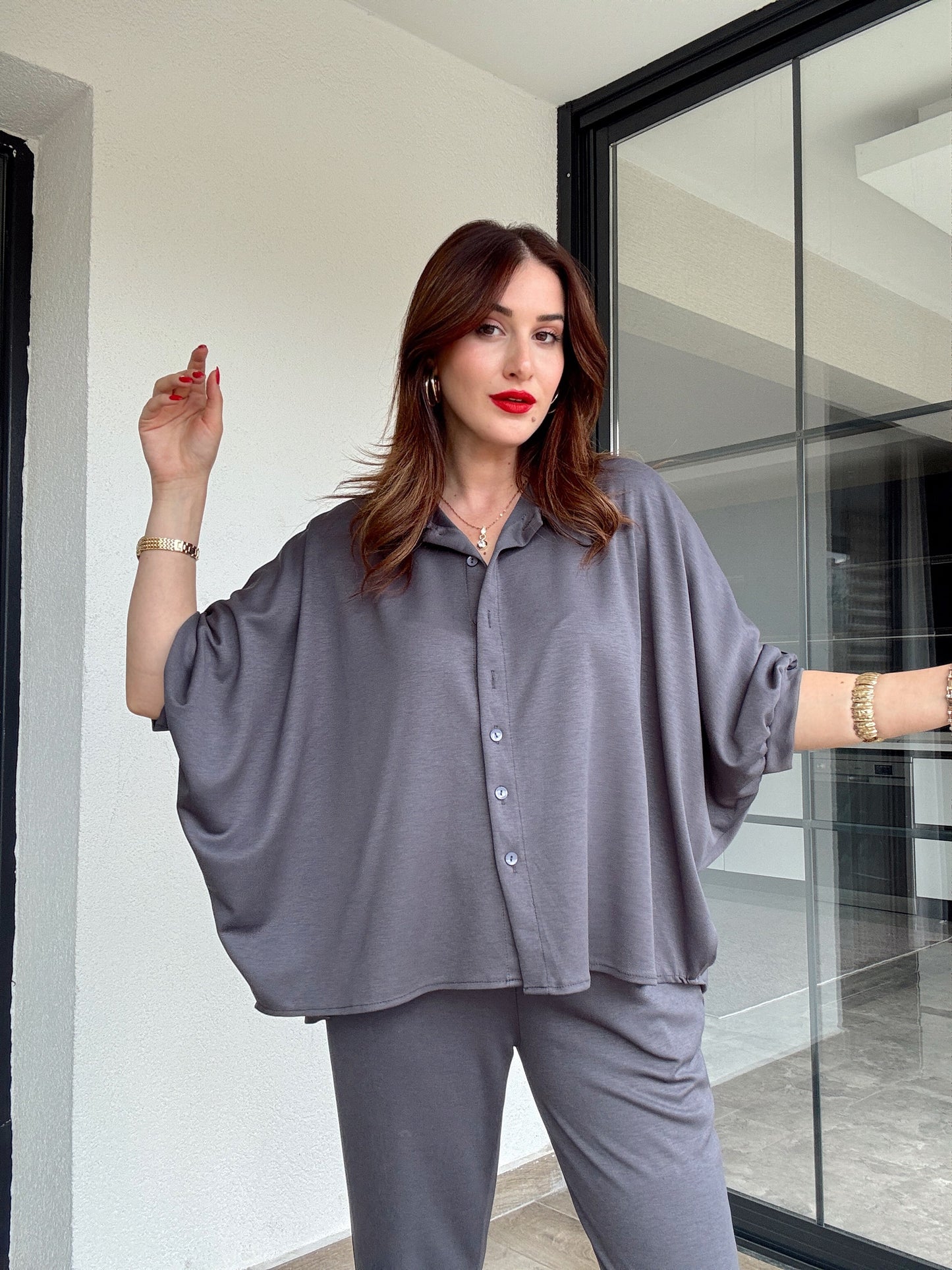 Premium Kumaş İkili Takım Gri