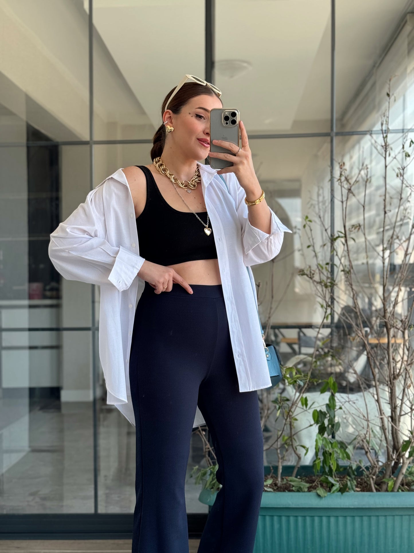 Basic Oversize  Gömlek - BEYAZ