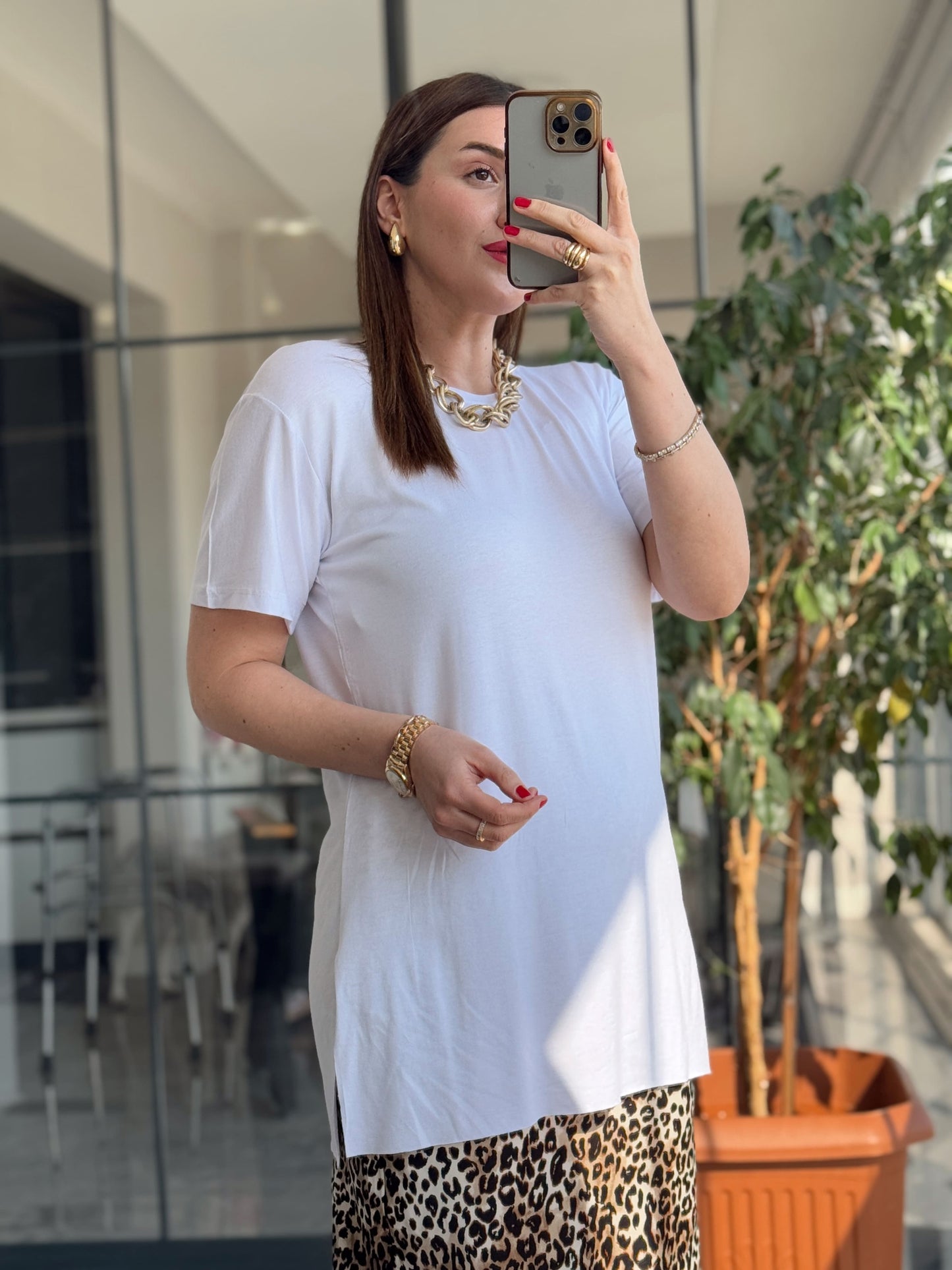 Viskon Sıfır Yaka Kısa Kol Tişört - BEYAZ