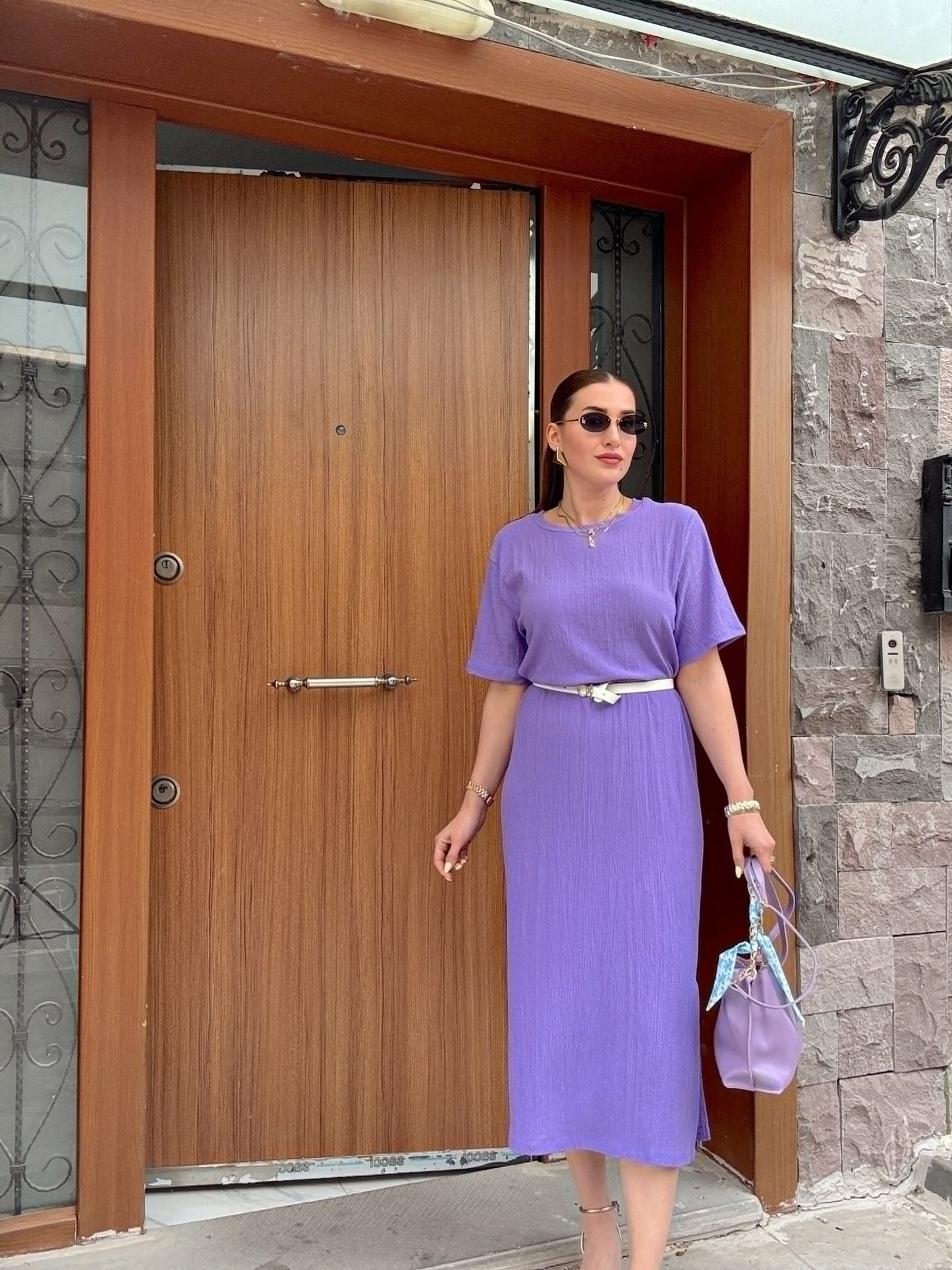 Oversize Salaş Elbise Lila