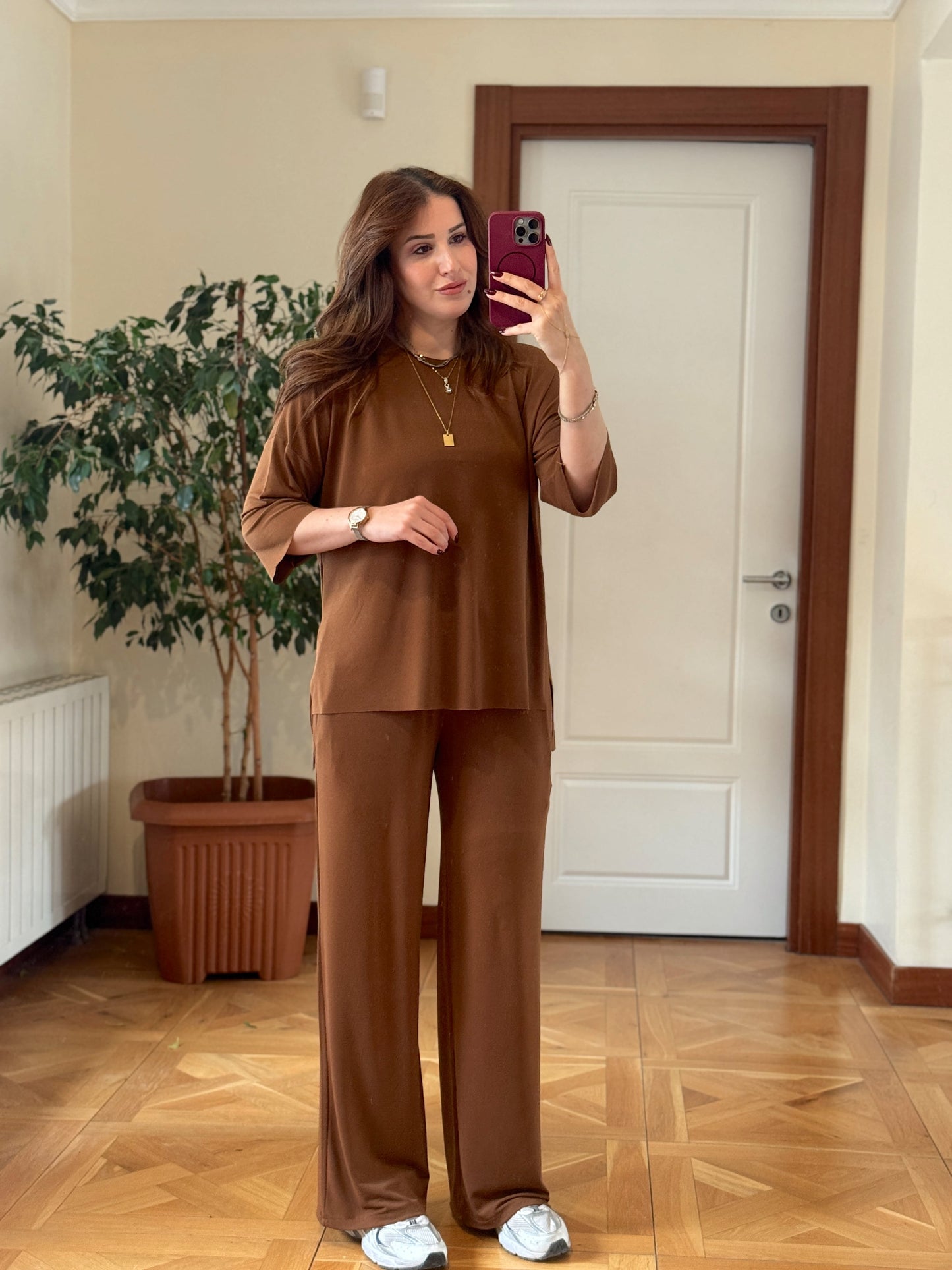 Lazer kesim oys takım kahve