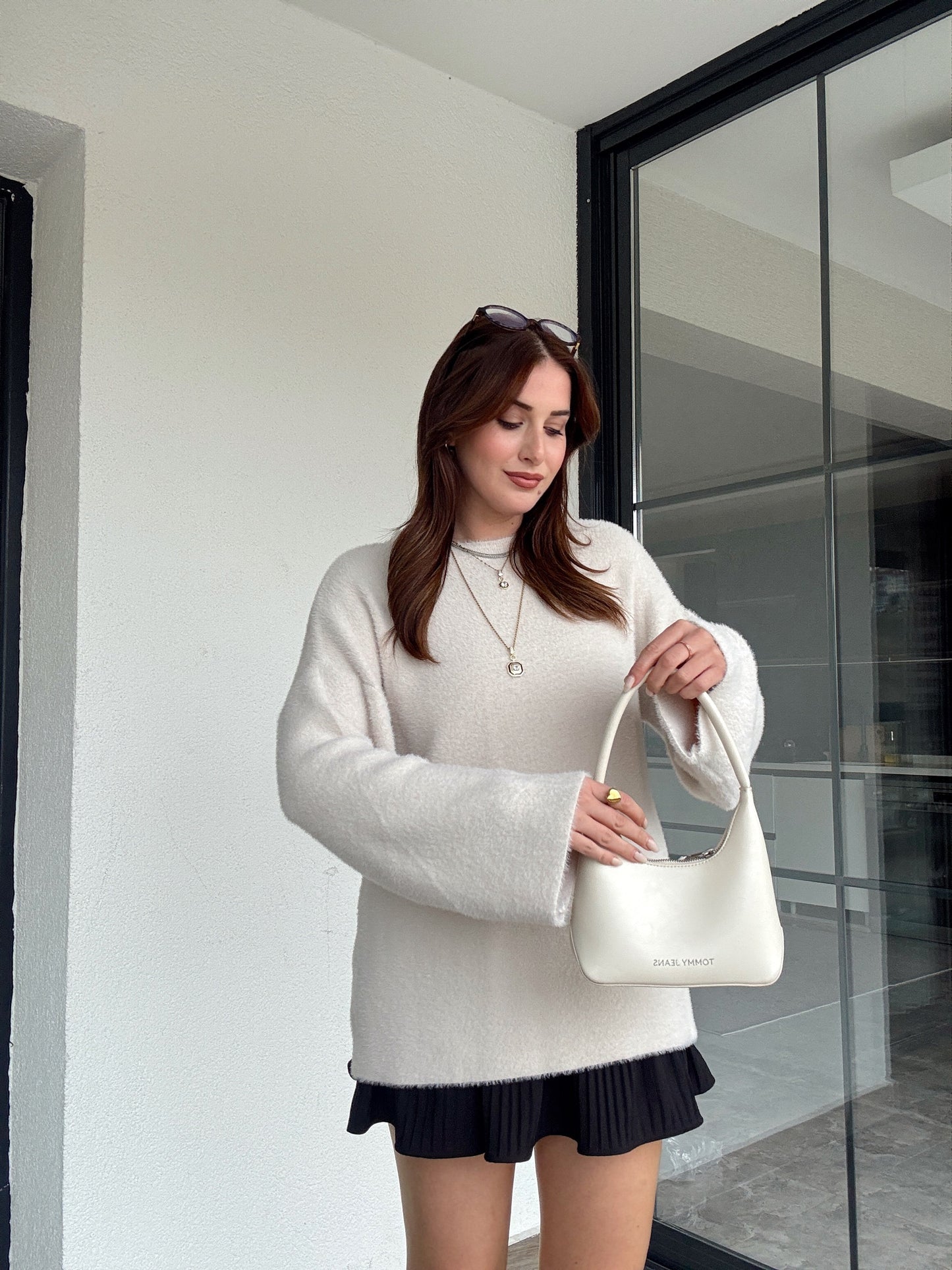 Sakallı triko kazak-BEJ