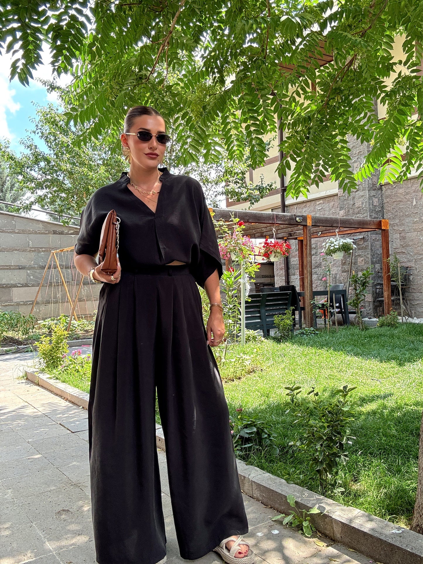 Oversize tensel ikili takım SİYAH