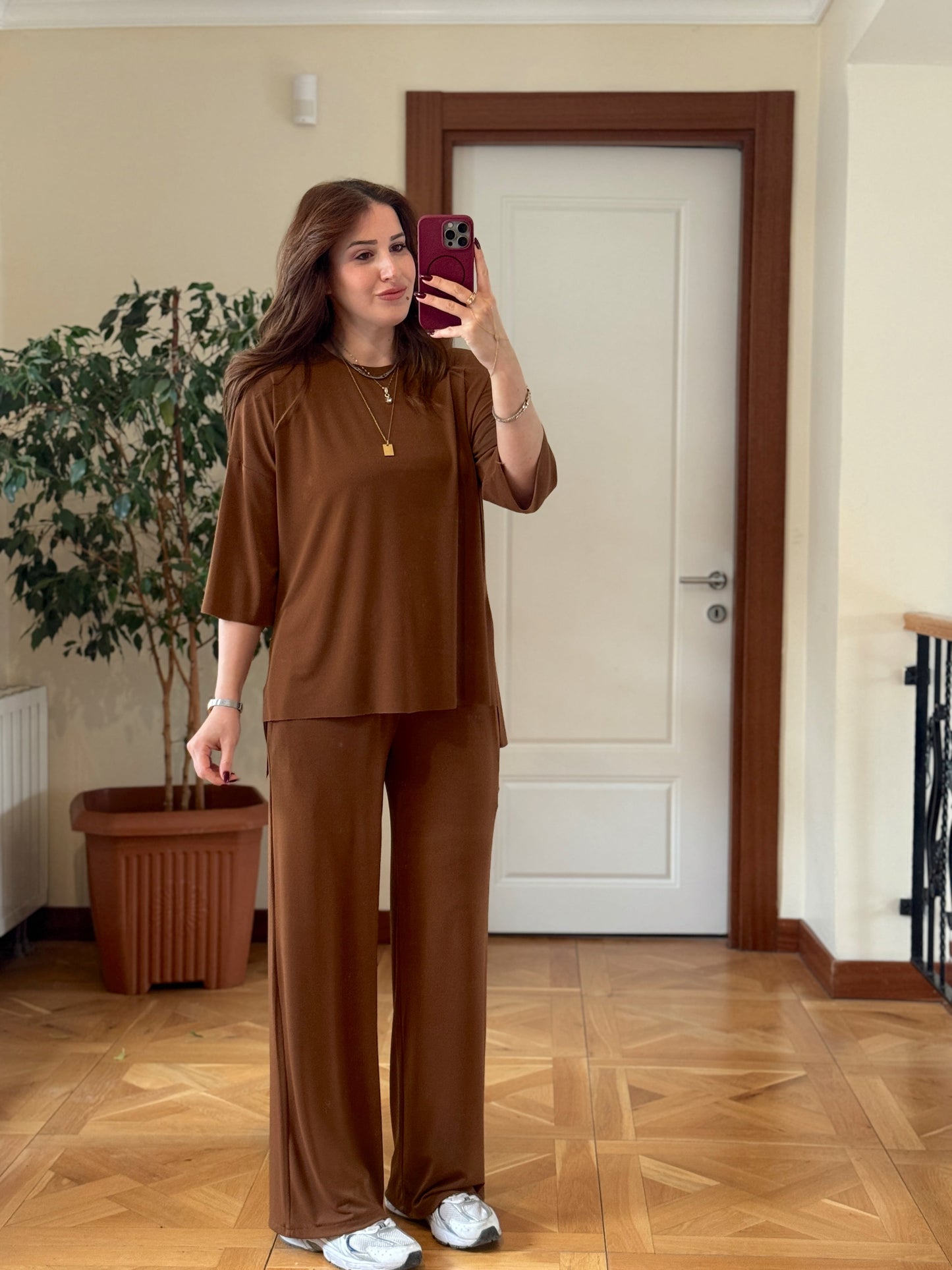 Lazer kesim oys takım kahve