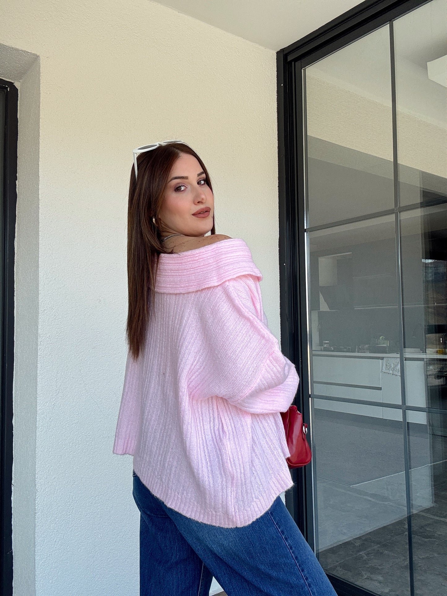 Degaje Yaka Bluz -PEMBE