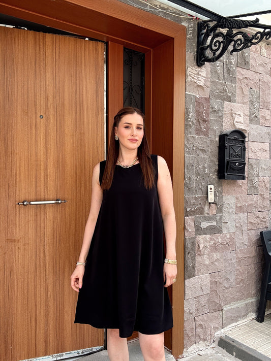 Tensel kumaş BASİC elbise SİYAH
