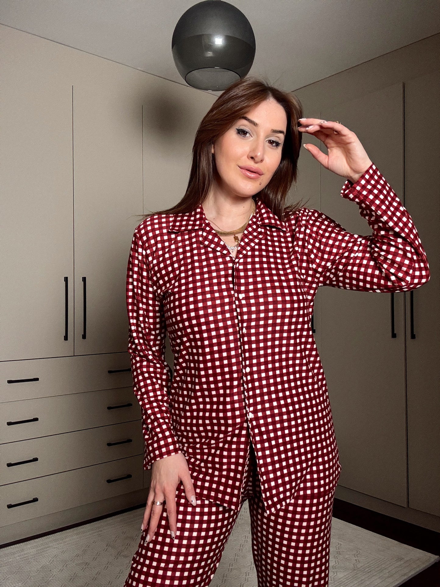 Polar KARELİ pijama takımı-BORDO