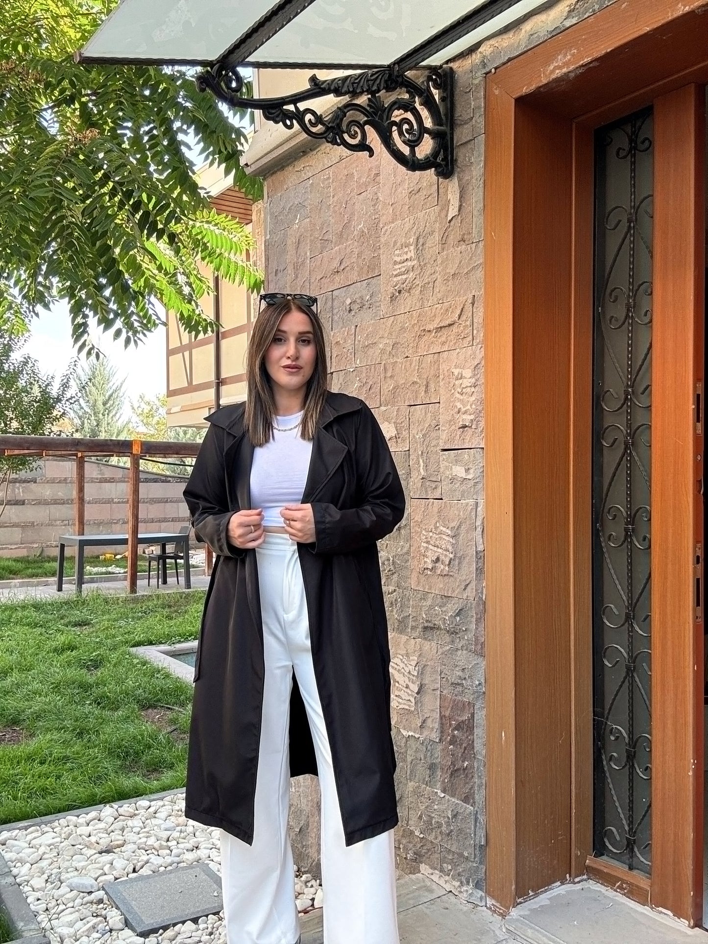 Kuşaklı UZUN ASTARSIZ Trenchcoat - SİYAH