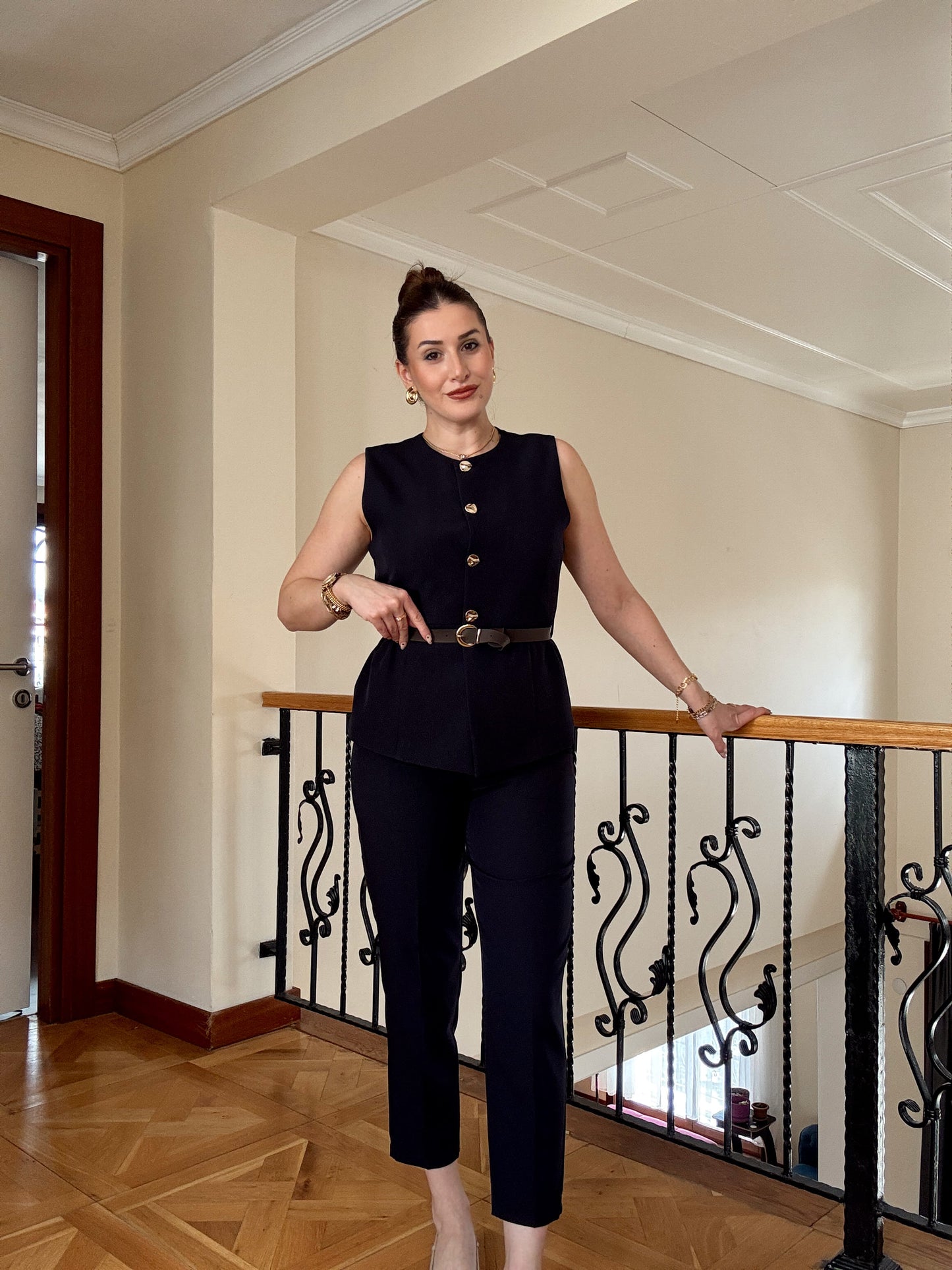 STELLA Kemerli Yelek-LACİVERT