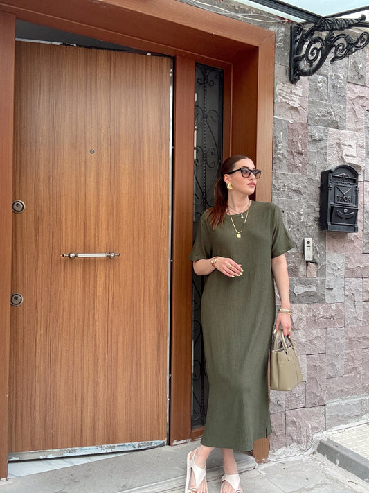 Oversize Salaş Elbise Haki