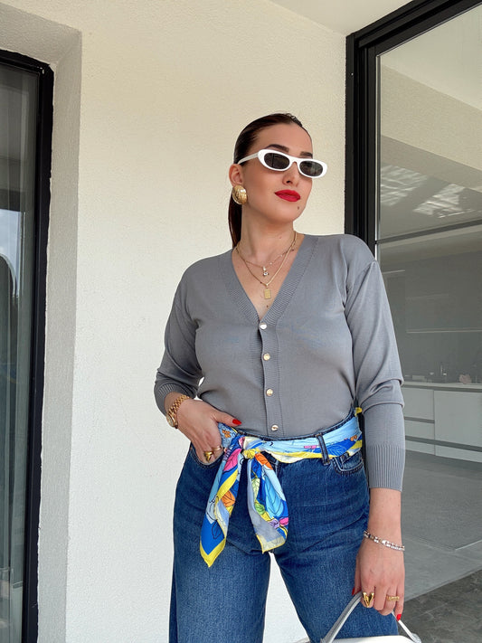 Premium Basic Hırka Gri