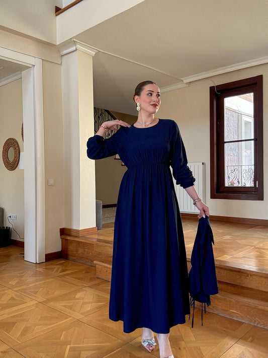 Bağlamalı iki parça tensel takım Lacivert