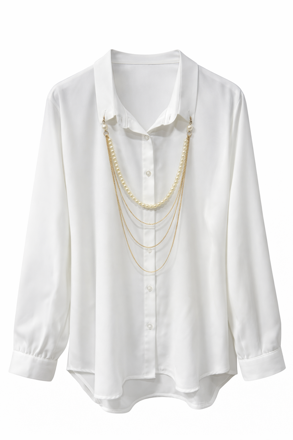 Kolye Aksesuarlı Gömlek-EKRU