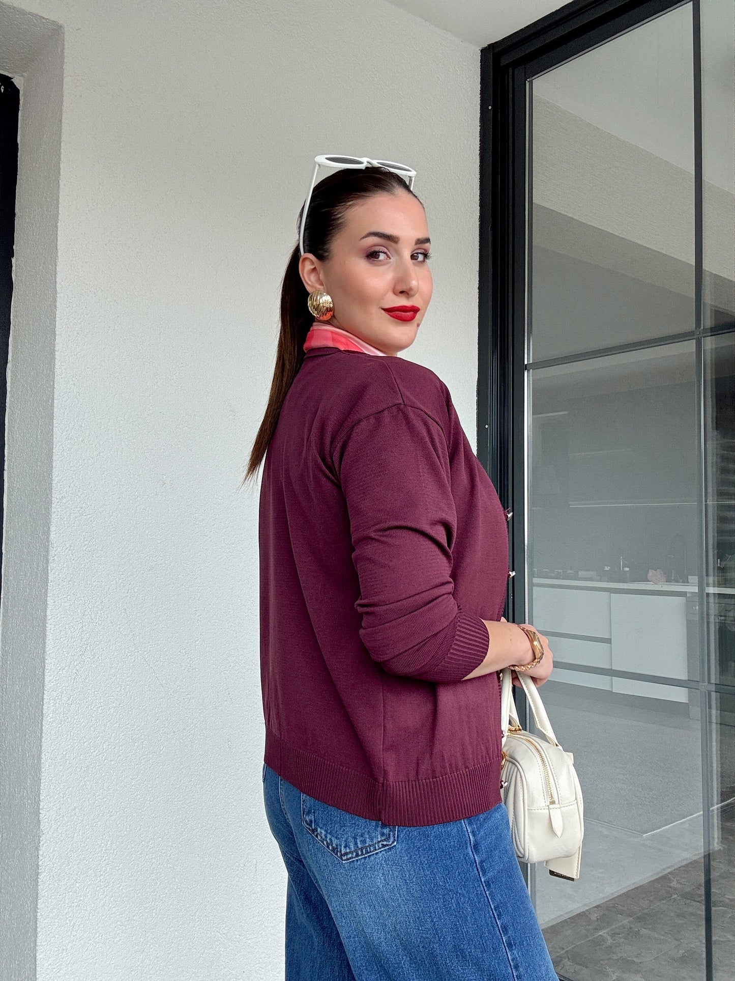 Premium Basic Hırka Mürdüm