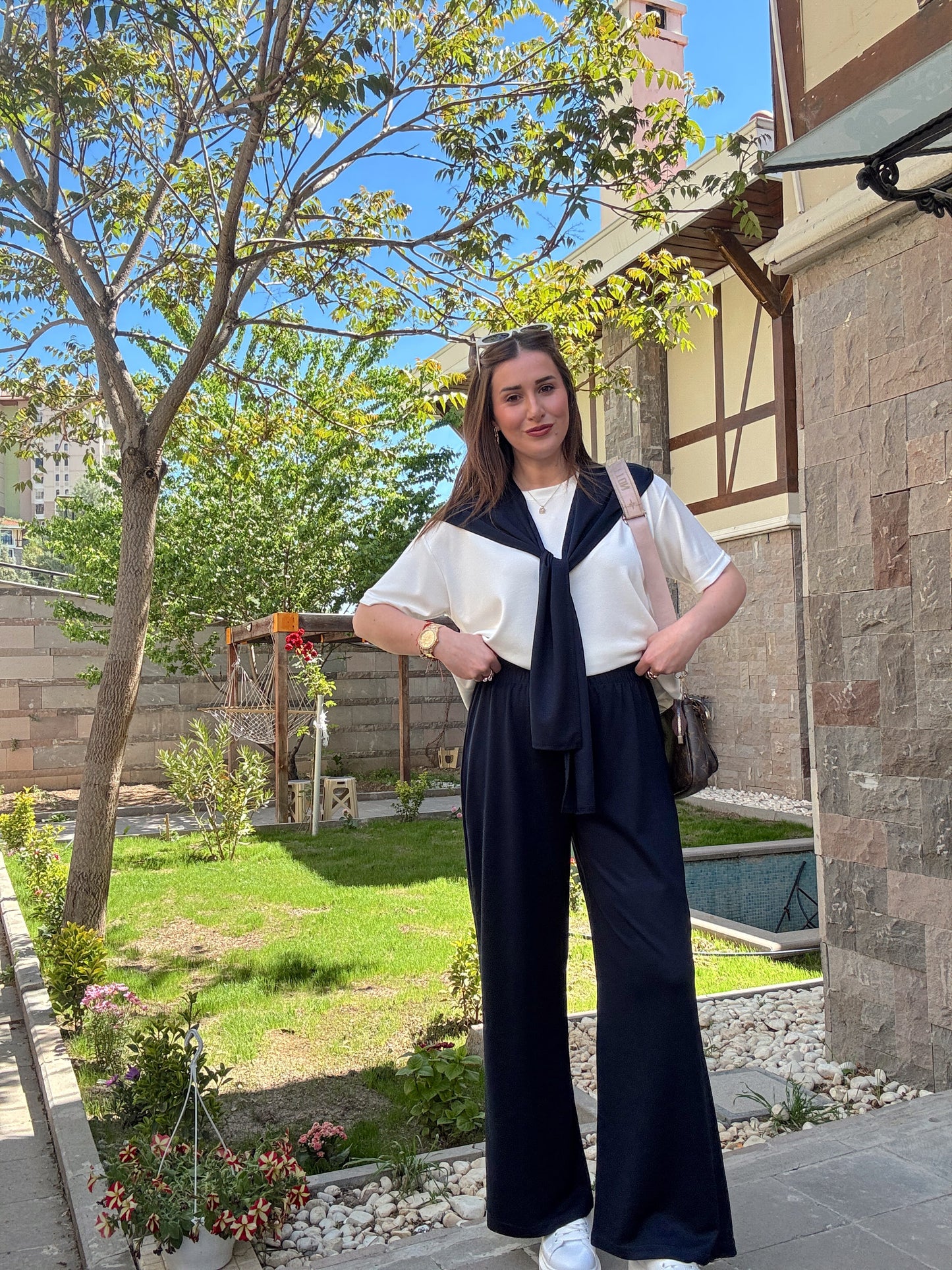 3 Parça Bağlama detaylı Takım Lacivert