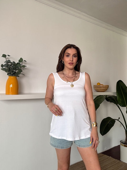 Modal Kumaş uzun atlet Beyaz