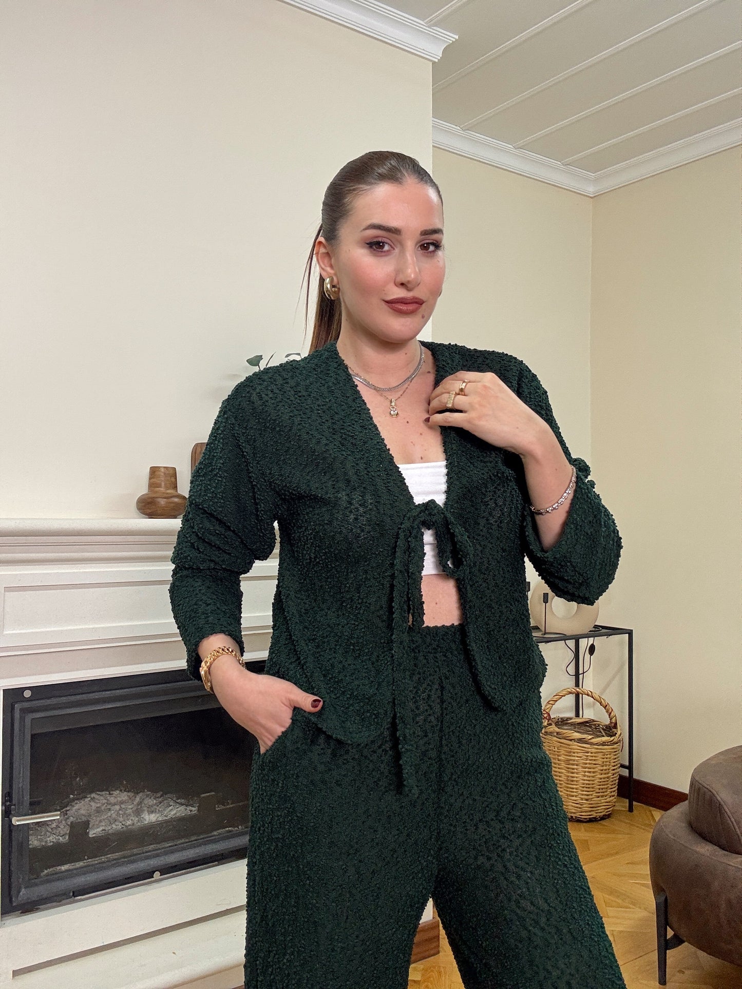 Bağlama detay örgü takım-YEŞİL