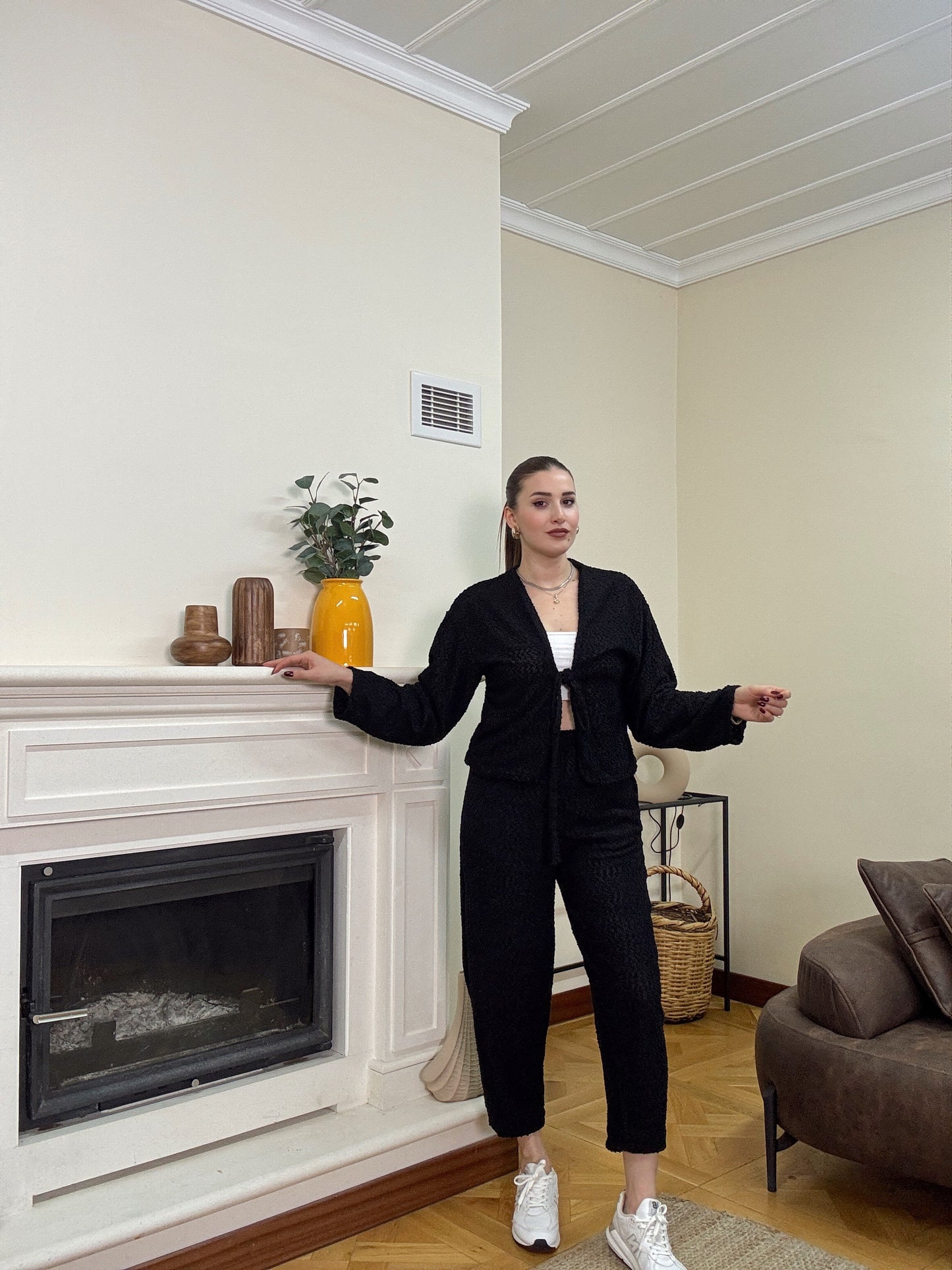 Bağlama detay örgü takım-SİYAH