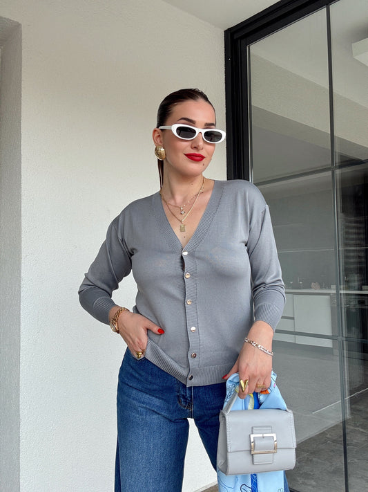 Premium Basic Hırka Gri