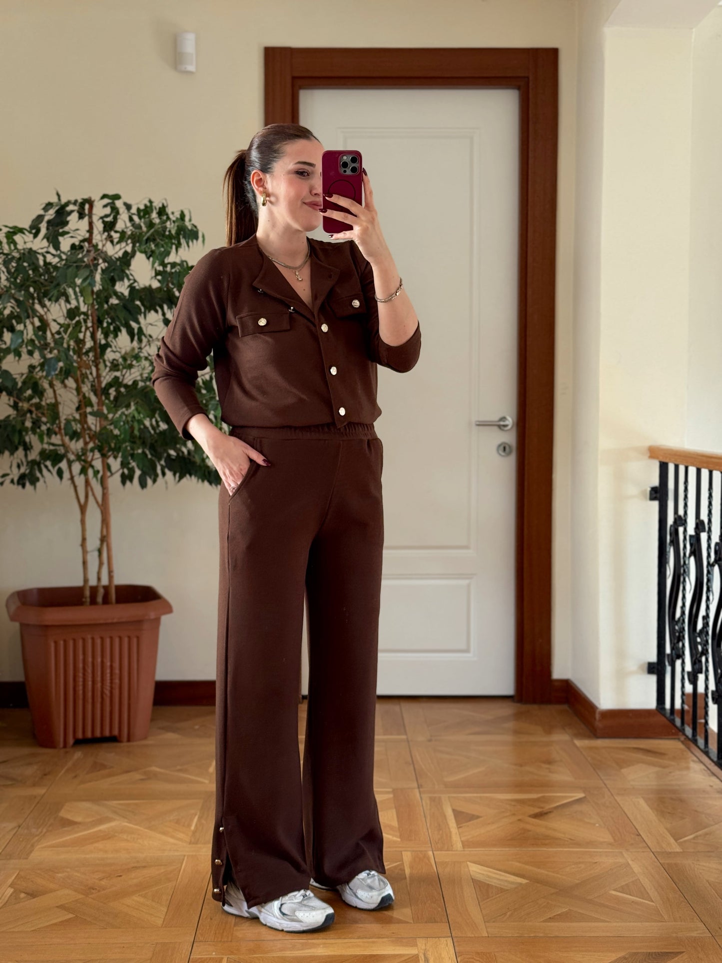 Paça gold düğmeli selanik takım KAHVERENGİ