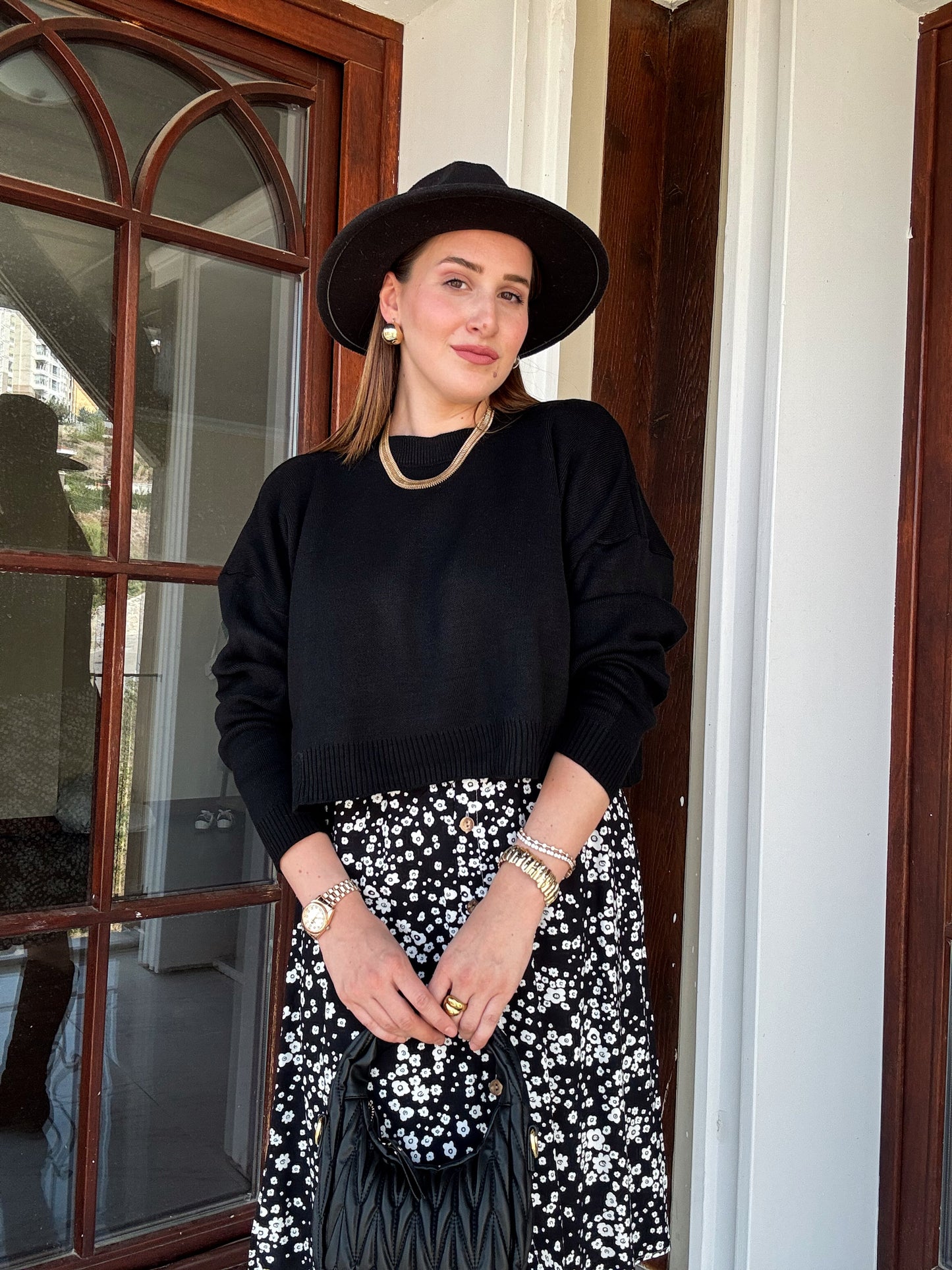 Basic Crop Kazak - SİYAH