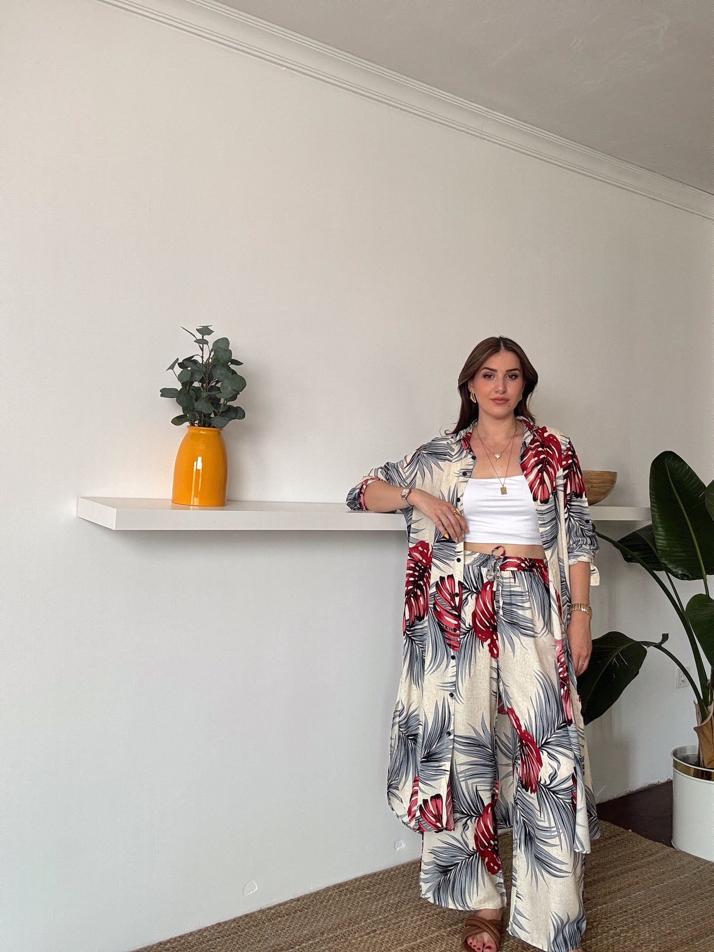 Viskon Uzun Gömlekli Takım Kırmızı