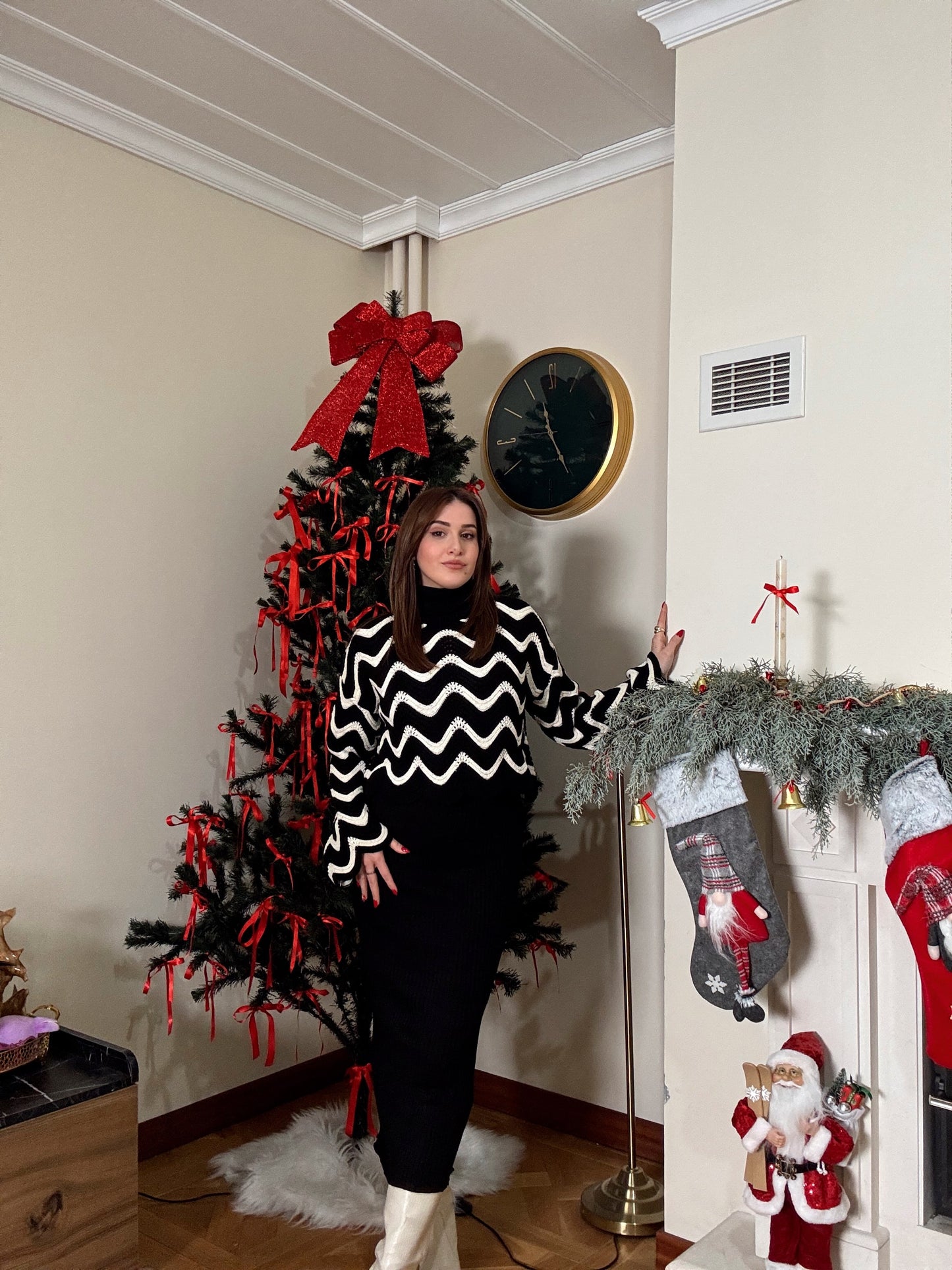 Balıkçı Yaka Dalgalı Takım-SİYAH