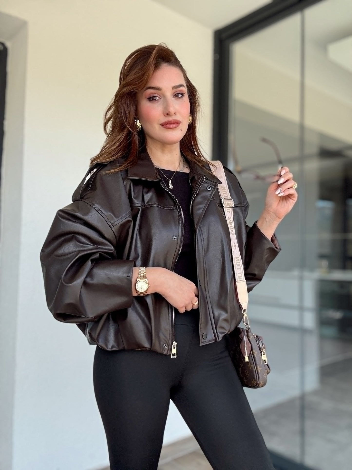 Yarasa kol deri mont-ACI KAHVE