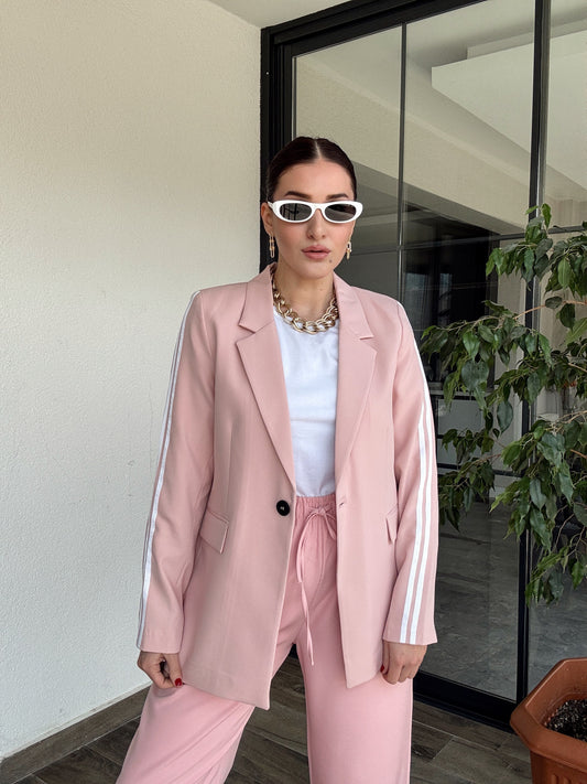 Kolu Şerit Detaylı Ceket - PUDRA