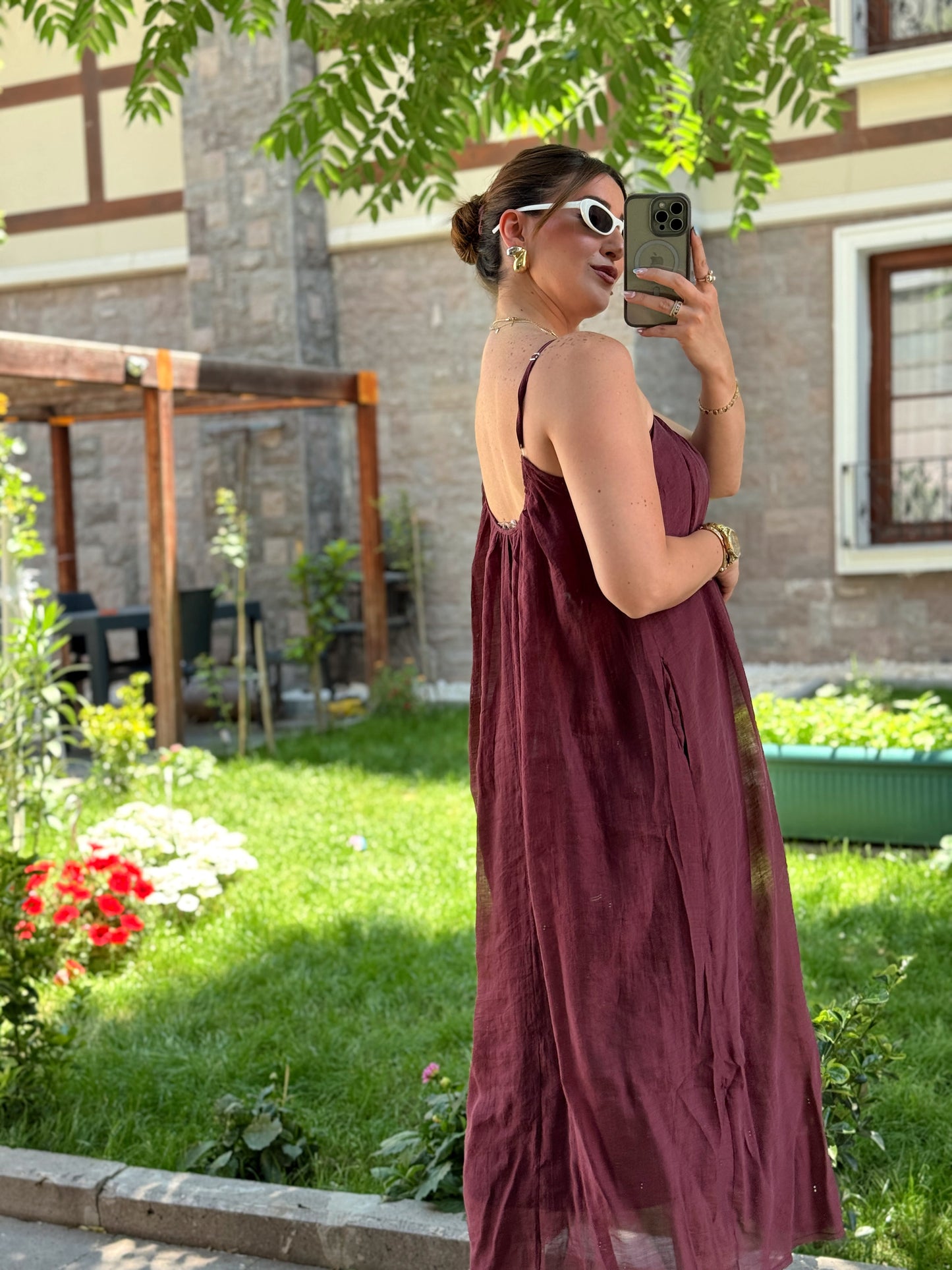 Bluzlu Premium Elbise Bordo