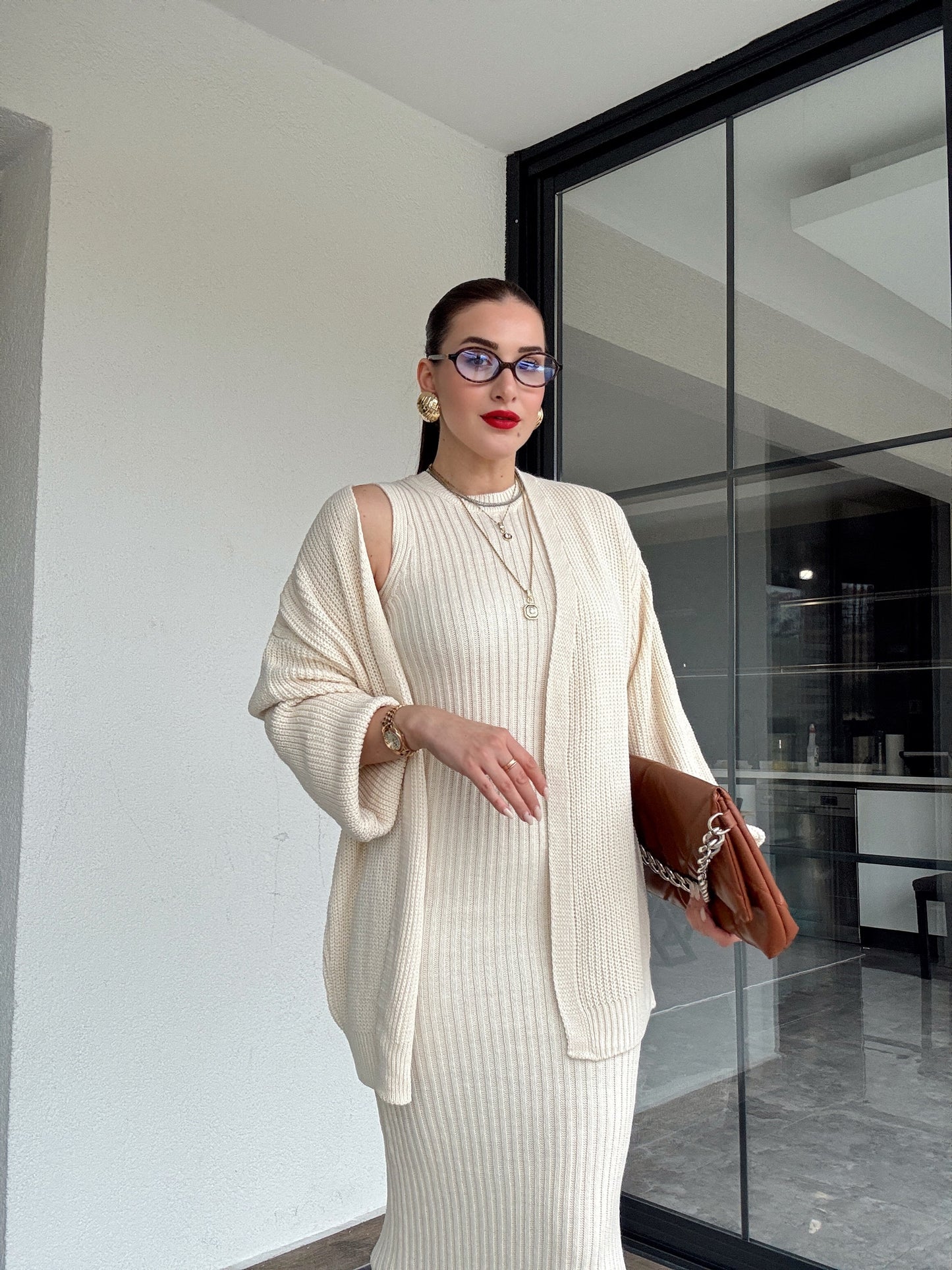 Hırkalı takım elbise-LATTE