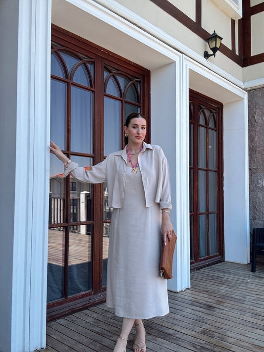 VİENA gömlek elbise ikili takım TAŞ