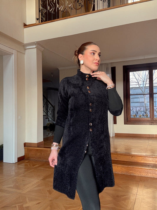 Gold düğme sakal kumaş HIRKA-SİYAH