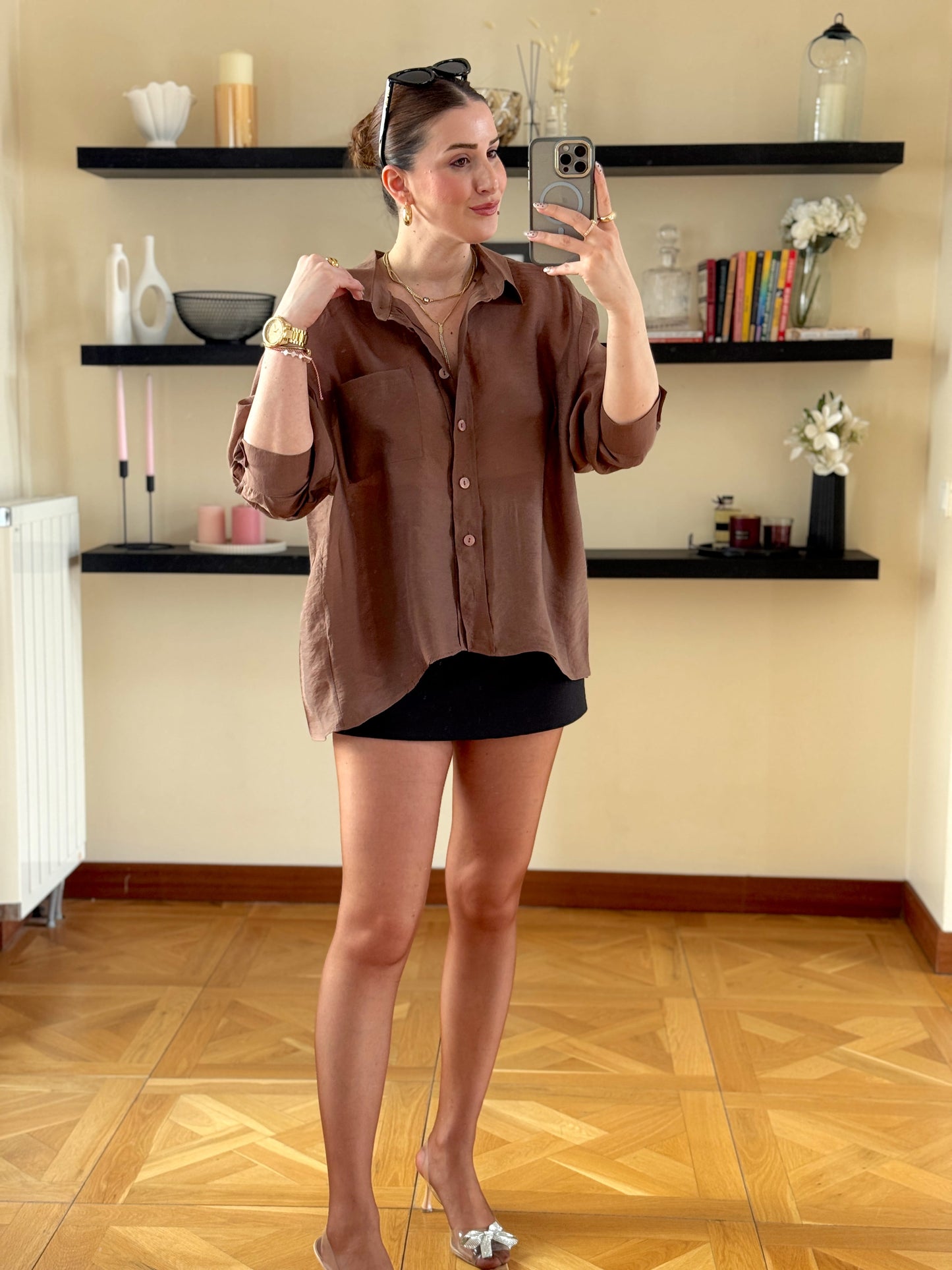 Oversize Premium Gömlek Acı kahve