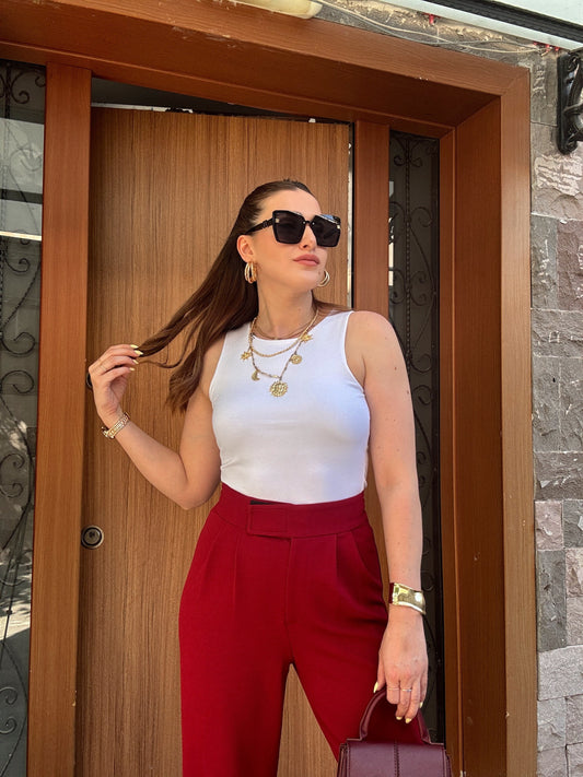 İrmela Halter Yaka Bluz Beyaz