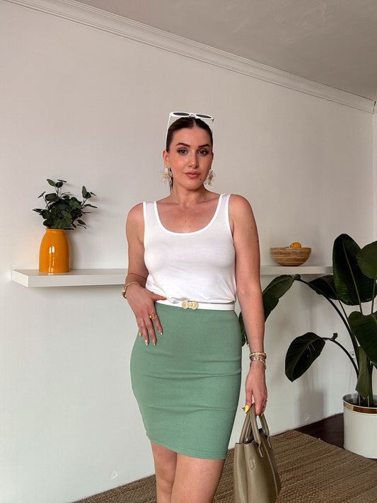 Fitilli bel lastikli etek YEŞİL