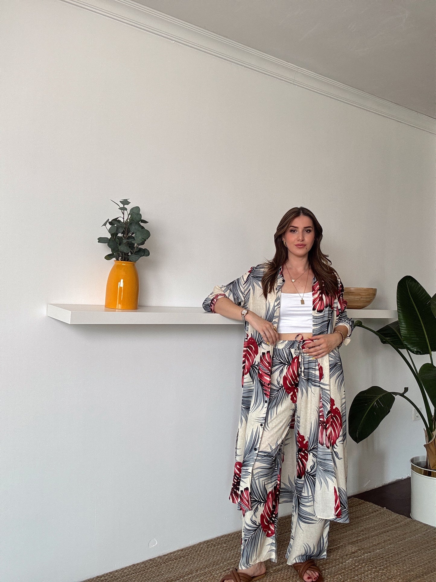 Viskon Uzun Gömlekli Takım Kırmızı