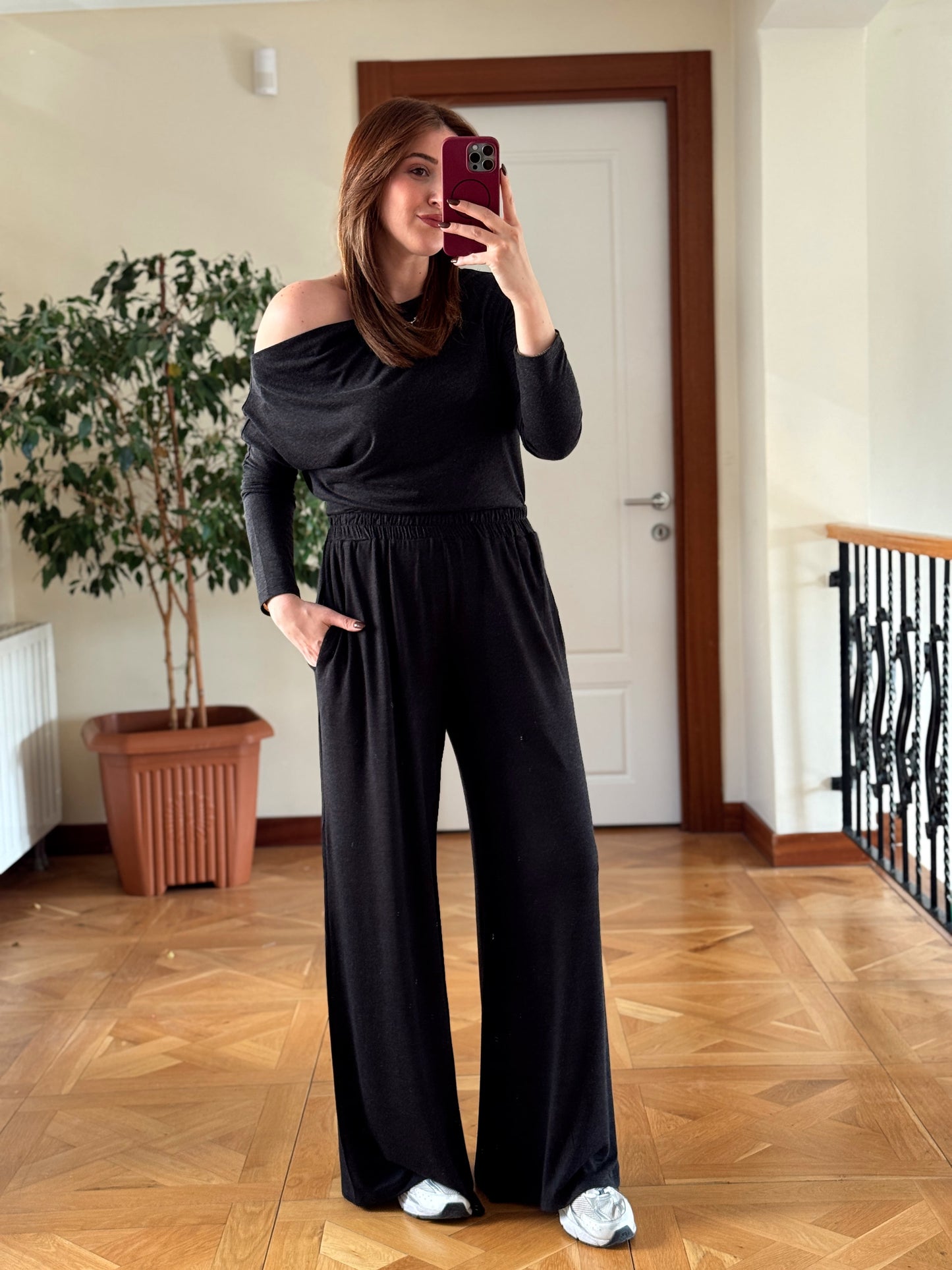 Yarasa kol cepli pantolonlu takım-FÜME